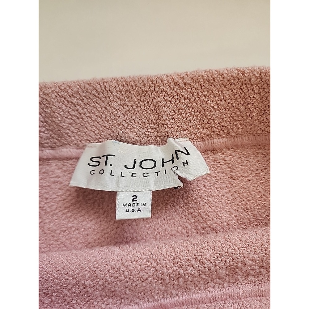 Vintage St John Santana Knit Skirt Pink Size 2 Straight Pencil Career USA - Picture 3 of 10